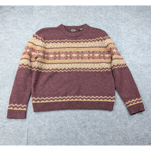 Vintage American Eagle Sweater Womens Wool Fair Isle Nordic Cottage Western Knit